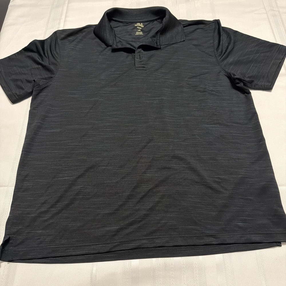 Haggar Cool 18 Performance Polo Shirt Mens Large Gray Space Dye Short Sleeve L